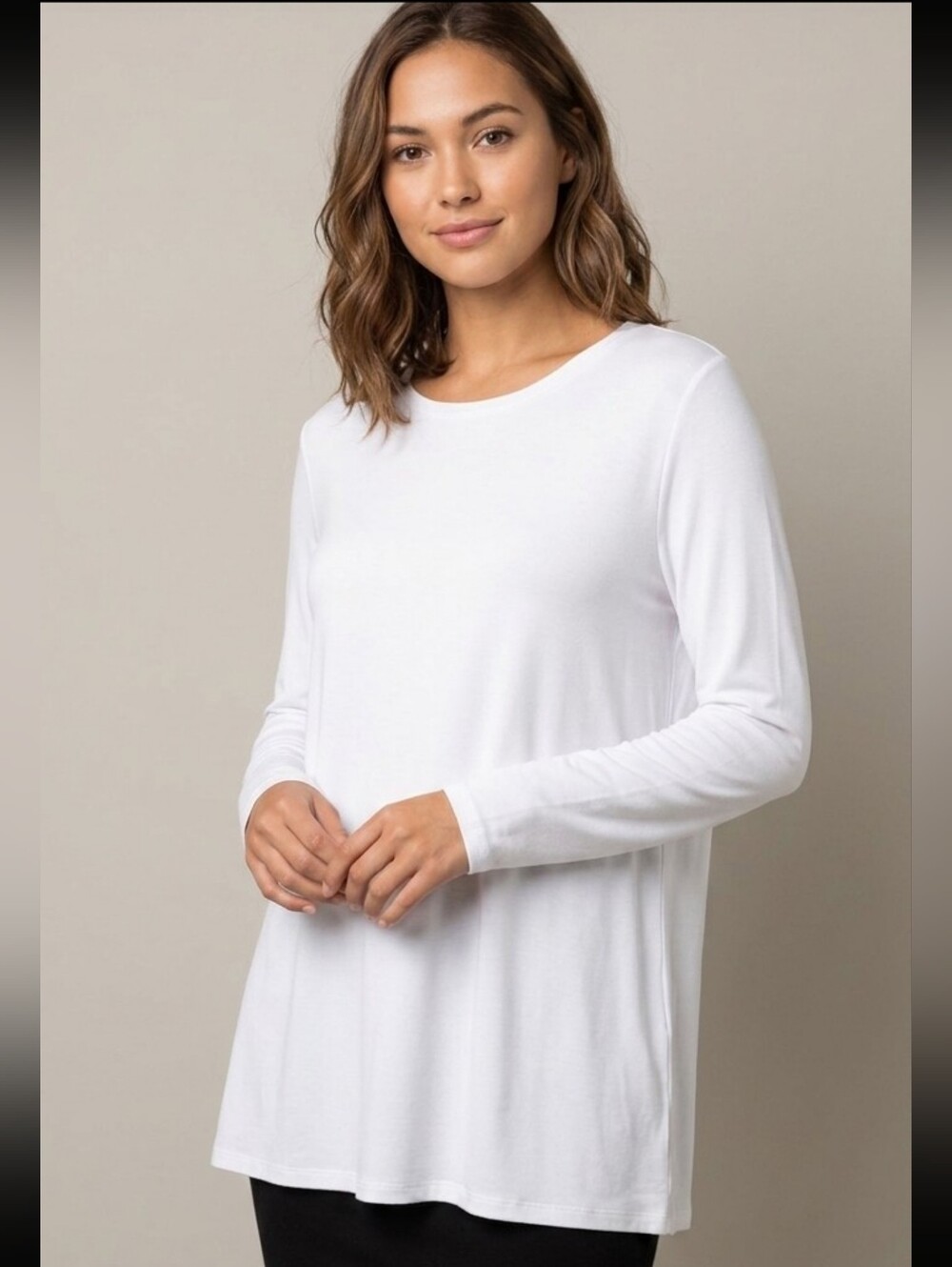 Pure Jill Long Sleeve Stretch Pima Cotton Tee, Size S
